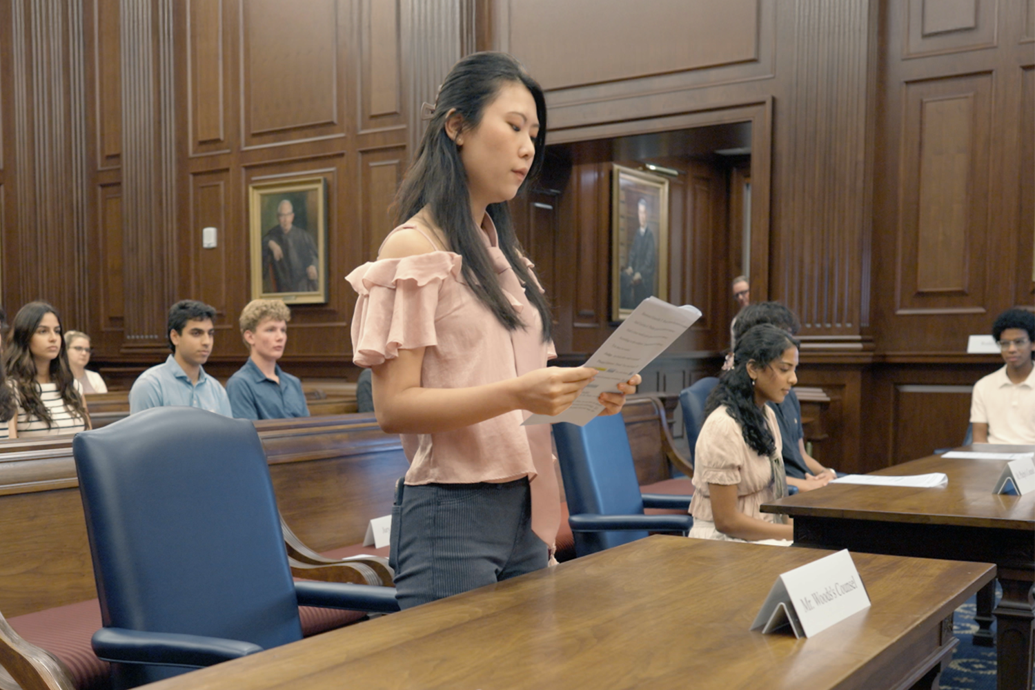 Students participating in a Mock Trial