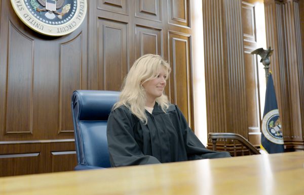 Student participating in a Courtroom Mock Trial