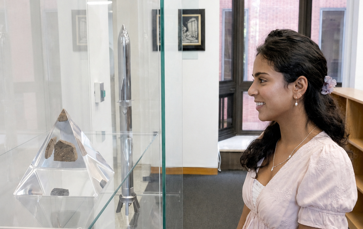 Girl with NASA Moon Rock